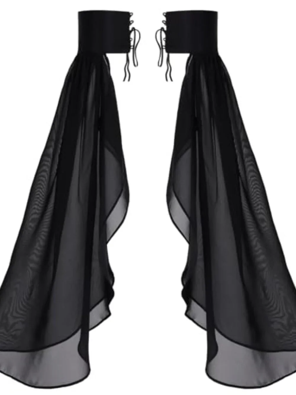 Long Tulle Bell Sleeves Detachable Chiffon Gloves Women Wedding Halloween